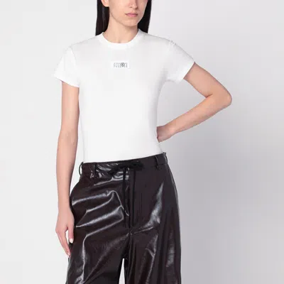MM6 MAISON MARGIELA MM6 MAISON MARGIELA WHITE T-SHIRT WITH NUMERIC SIGNATURE