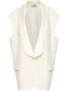 Mm6 Maison Margiela Wool Sleeveless Longline Vest With Shawl Collar In White