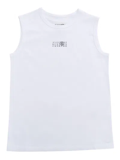 Mm6 Maison Margiela White Tank Top With Print