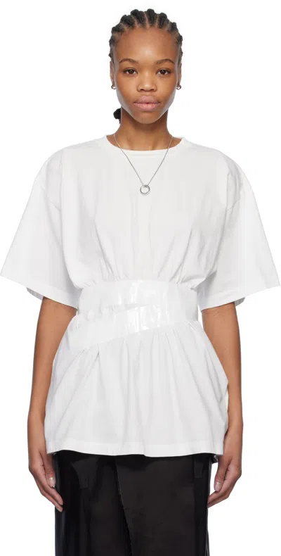 Mm6 Maison Margiela White Taped Jersey T-shirt In 101 Off White