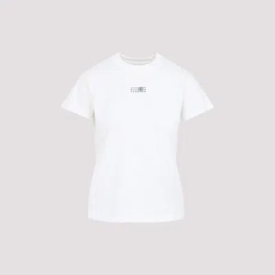 Mm6 Maison Margiela Women White Logo Cotton T-shirt, S Luxury T-shirts For Women Darveys