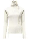 Mm6 Maison Margiela Mm6 By Maison Margiela Ribbed Knit Turtleneck Sweater In White