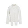 Mm6 Maison Margiela Mm6 By Maison Margiela Button-down Minimalist Wool Cardigan With Textured Knit Finish In White