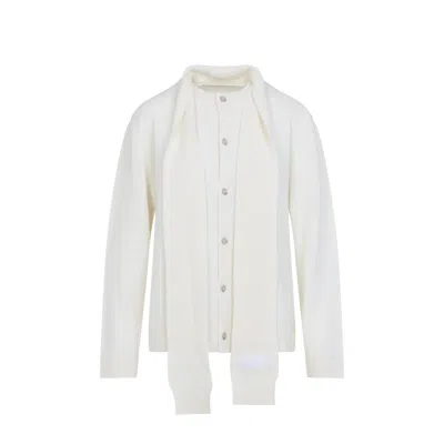 MM6 MAISON MARGIELA WHITE WOOL CARDIGAN