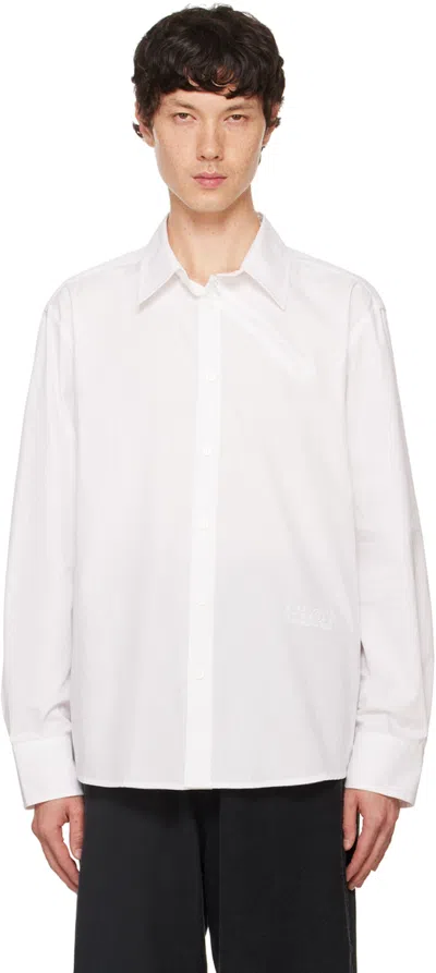 Mm6 Maison Margiela Zip-detail Poplin Shirt In White