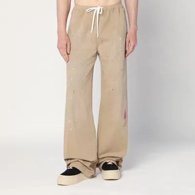 MM6 MAISON MARGIELA WIDE BEIGE TROUSERS WITH BRUSHSTROKES
