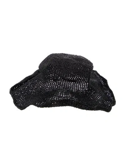 Pre-owned Mm6 Maison Margiela Wide Brim Crochet Bucket Hat In Black