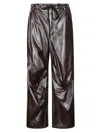 Mm6 Maison Margiela Wide-fit Leather-like Pants With Drawstring Waist In Black