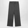 Mm6 Maison Margiela Wide Wool Blend Trousers With Cuffed Hem In Gray