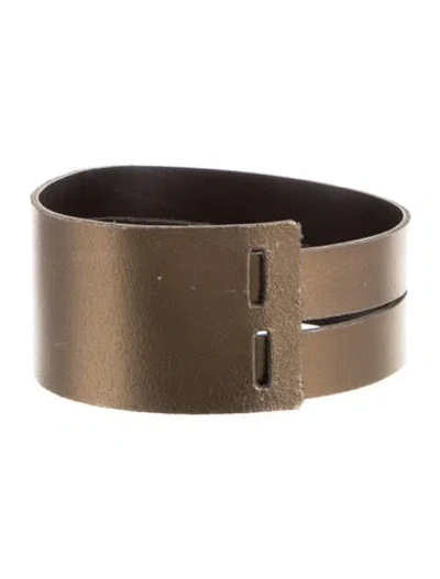 Pre-owned Mm6 Maison Margiela Wide Leather Waist Belt In Silver