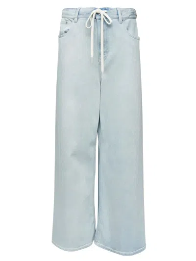 Mm6 Maison Margiela Drawstring Wide Leg Jeans In Blue