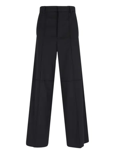 MM6 MAISON MARGIELA WIDE-LEG BLACK WOOL BLEND TROUSERS