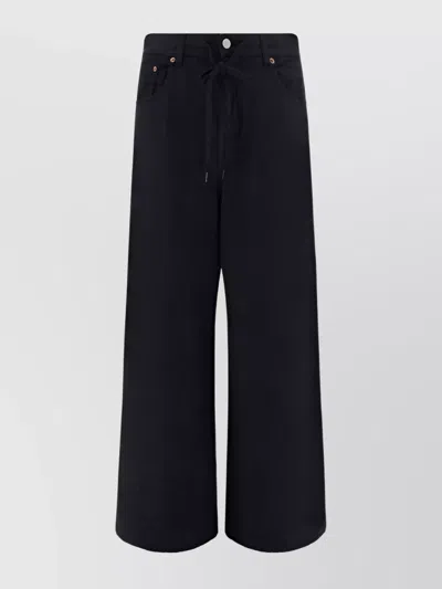 Mm6 Maison Margiela Wide-leg Cotton Denim Trousers In Black