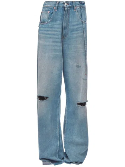 Mm6 Maison Margiela Wide-leg Denim Cotton Jeans In Clear Blue
