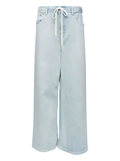 Mm6 Maison Margiela Drawstring Wide Leg Jeans In Blue