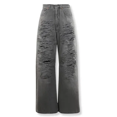MM6 MAISON MARGIELA WIDE-LEG DESTROYED JEANS