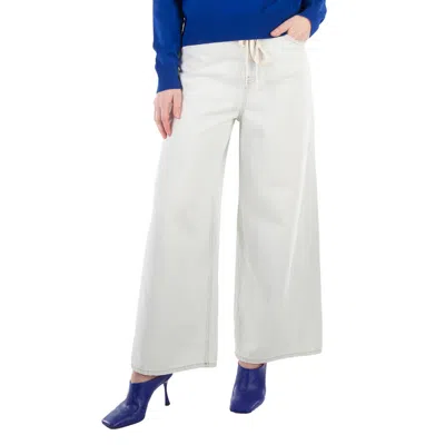 Mm6 Maison Margiela Wide-leg Drawstring Cotton Jeans In White