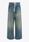 Mm6 Maison Margiela Wide-leg Drawstring Jeans In Blue