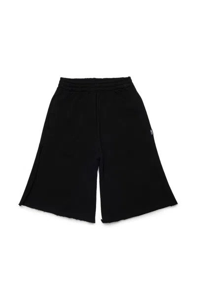Mm6 Maison Margiela Shorts Wide Leg In Felpa Con Splits In Black