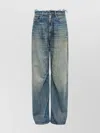 Mm6 Maison Margiela Wide-leg Frayed Faded Five-pocket Loop In Blue