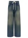 Mm6 Maison Margiela Wide-leg Drawstring Trousers Contrast Stitching