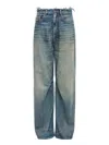 Mm6 Maison Margiela Wide-leg Frayed Faded Five-pocket Loop In Blue