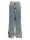 Mm6 Maison Margiela Relaxed Wide-leg Jeans With Distressed Edges In Blue