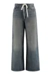 Mm6 Maison Margiela Mm6 By Maison Margiela Wide-leg Drawstring Jeans With Distressed Details In Denim