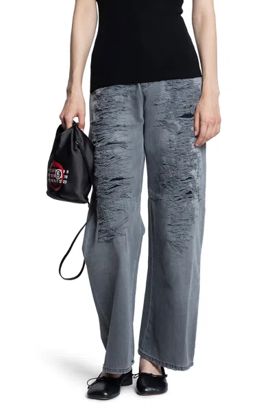 Mm6 Maison Margiela Wide Leg Jeans In Gray