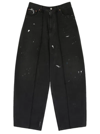 Mm6 Maison Margiela Wide Leg Jeans Woman Black In Brown