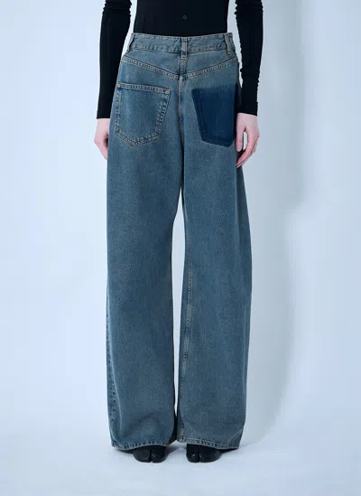Mm6 Maison Margiela Wide-leg Patch Pocket Jeans In Blue