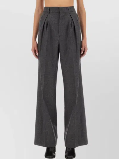 Mm6 Maison Margiela Wide Leg Pleated Trousers In Gray