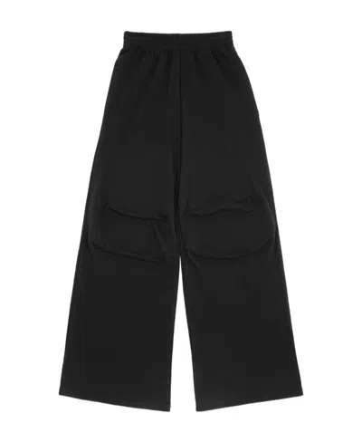 Mm6 Maison Margiela Wide Leg Sweat Jersey Trousers In Black