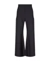 Mm6 Maison Margiela Wide Leg High Waist Trousers With Pleated Front In Black