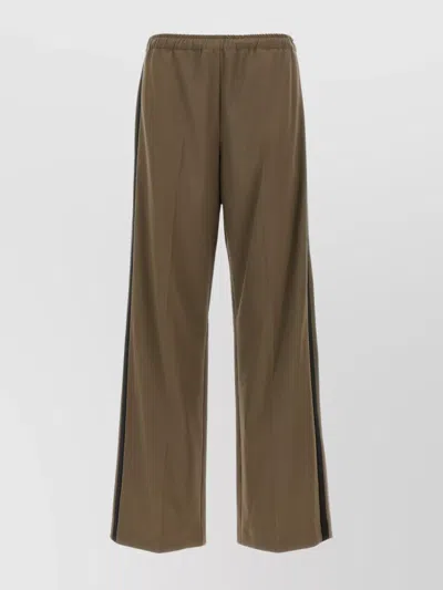 Mm6 Maison Margiela Wide Leg Trousers Satin Stripe In Green