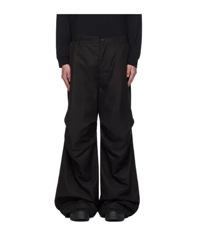 Mm6 Maison Margiela Wide-leg Zipper Casual Pants In Black