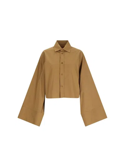 Mm6 Maison Margiela Cropped Shirt In Brown