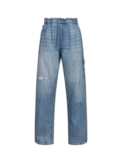 Mm6 Maison Margiela Wide-leg Carpenter Distressed Jeans In Blue