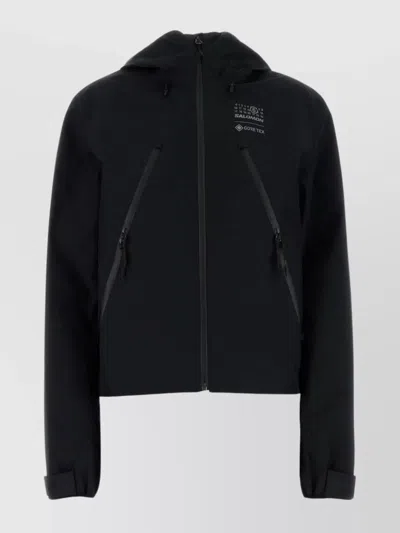 Mm6 Maison Margiela Windbreaker Hooded Waterproof Adjustable Cuffs In Black
