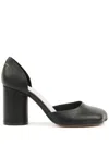 Mm6 Maison Margiela Black Shiny Vegetable Tanned Leather Court Heels In Black