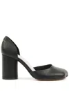 Mm6 Maison Margiela Black Shiny Vegetable Tanned Leather Court Heels In Black