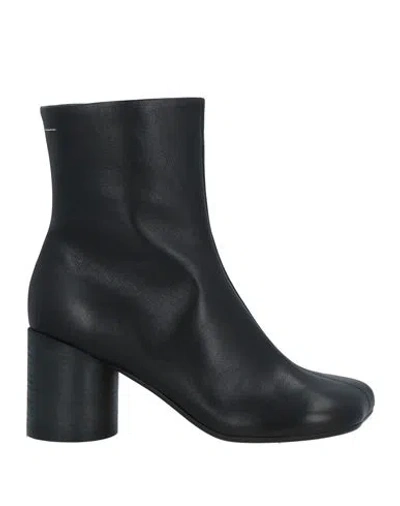 Mm6 Maison Margiela Woman Ankle Boots Black Size 7.5 Leather