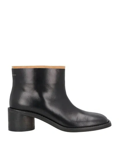 Mm6 Maison Margiela Woman Ankle Boots Black Size 8 Leather