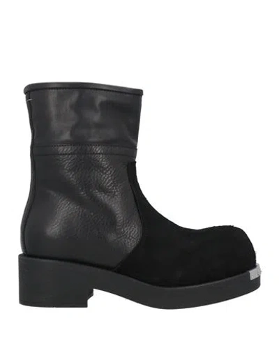 Mm6 Maison Margiela Woman Ankle Boots Black Size 8 Leather