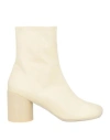 Mm6 Maison Margiela Woman Ankle Boots Ivory Size 6.5 Leather In White
