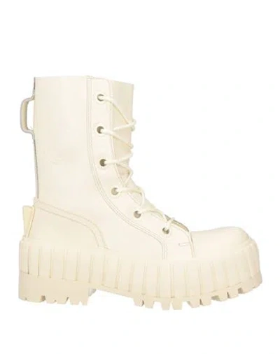 Mm6 Maison Margiela Woman Ankle Boots Ivory Size 6 Soft Leather In White