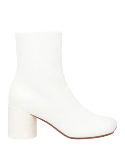 Mm6 Maison Margiela Woman Ankle Boots Off White Size 6.5 Soft Leather