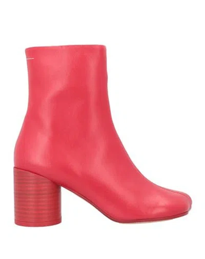 Mm6 Maison Margiela Woman Ankle Boots Red Size 6 Leather
