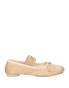 Mm6 Maison Margiela Atomic Sole Leather Block Heel Ballerinas In Beige