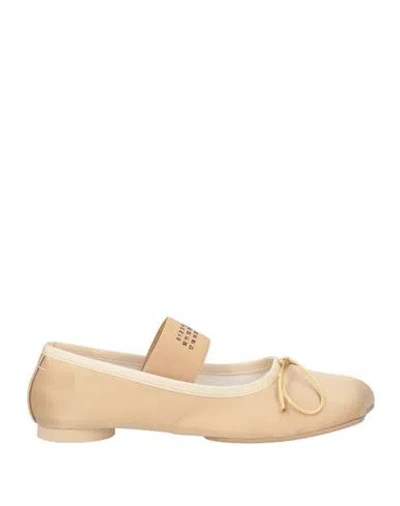MM6 MAISON MARGIELA MM6 MAISON MARGIELA WOMAN BALLET FLATS BEIGE SIZE 7 TEXTILE FIBERS